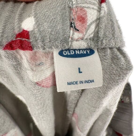 Old Navy Christmas Pajama Pants Gray Santa Womens Size Large Flannel Lounge PJs - Picture 5 of 7